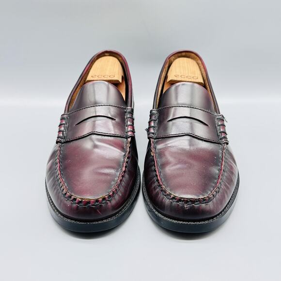 Bass Shoes Mens 10 Burgundy Leather Walton Penny Loafers Slip On Dress Moc Toe - Picture 3 of 13